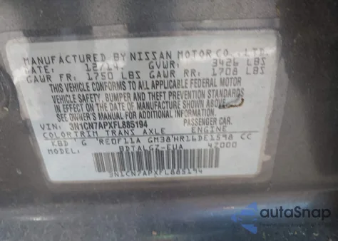 2015 Nissan Versa 1.6 Sl z USA, uszkodzony, nr VIN 3N1CN7APXFL885194